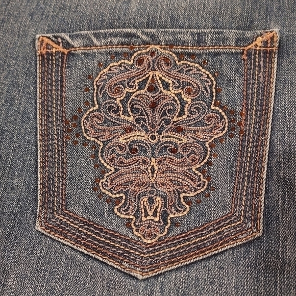 BANDOLINO Indigo denim Morgan high rise embroidered pockets jeans sz 14 - Picture 12 of 13